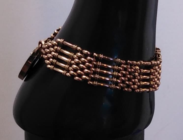 Edwardian 9ct Rose Gold 5 Bar Gate Bracelet